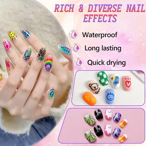Miniatura 4 de Juego de 12 rotuladores para arte de uñas, rotuladores de esmalte de uñas de secado rápido 3D de 0.5MM, 2025 marcadores de arte de uñas DIY