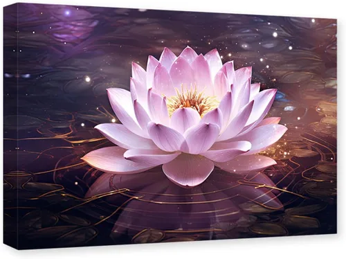 Miniatura 8 de CXHOSTENT Lienzo decorativo de flor de loto para pared, cuadros zen, decoración de pared, pintura floral rosa, meditación, espíritu, baño, yoga