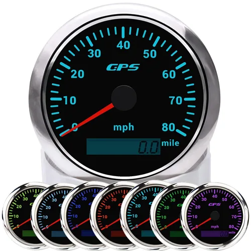 Miniatura 11 de KAOLALI Velocímetro GPS de 85 mm 0-200 km/h para embarcaciones, velocímetro impermeable marino, medidor de velocidad con COG, kilometraje total