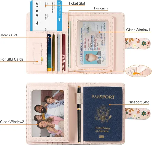 Miniatura 2 de CoBak Soporte para pasaporte - Guarda pasaportes, tarjetas de crédito, tarjetas de identificación, múltiples bolsillos para almacenamiento.