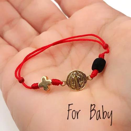 Miniatura 2 de St Benedict Red String Bracelet for de New Family Member Genuine Azabache Jet Stone Welcome to the World