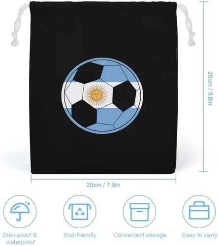 Miniatura 2 de Argentine Flag Football Drawstring Storage Pouch Bags Dust-Proof Gift Durable Bag for Home Travel