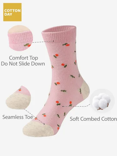 Miniatura 2 de COTTON DAY Caja de regalo de 7 días de la semana, calcetines cortos de moda para niños y niñas, diseño de animales, flores, estrellas, rayas