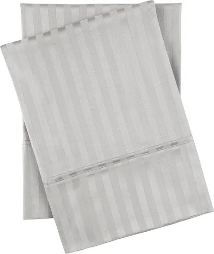Miniatura 11 de Superior Par de fundas de almohada de algodón peinado suave, rayas de satén, estándar, color dorado
