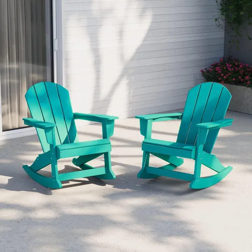 Miniatura 80 de WestinTrends Silla mecedora Malibu de poliéster para exterior/patio Adirondack, Negra