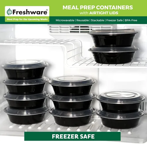 Miniatura 9 de Freshware Recipientes de plástico para preparación de comidas (paquete de 30) con tapas para sopa y ensalada, caja Bento para almacenamiento
