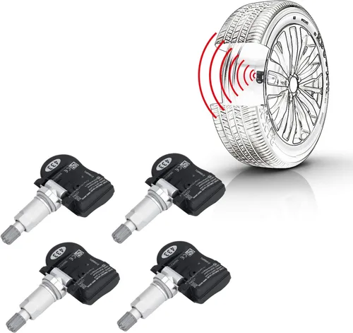 Paquete de 4 sensores 56029527AA 433MHz de sistema de monitoreo de presión de neumáticos (TPMS) compatible con Dodge Charger Journey Grand Caravan