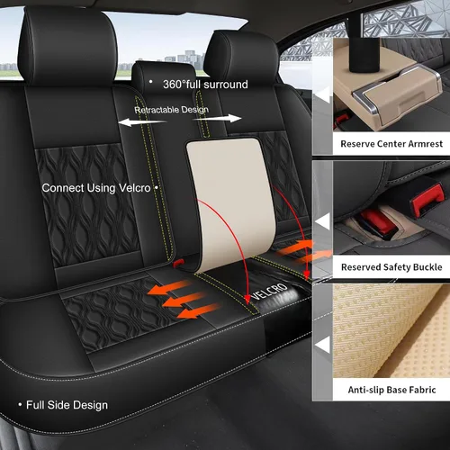 Miniatura 2 de DISUTOGO Fundas de asiento de auto para Volvo XC40 2019-2023 2024 2025: juego completo de fundas de asiento de piel sintética, impermeables