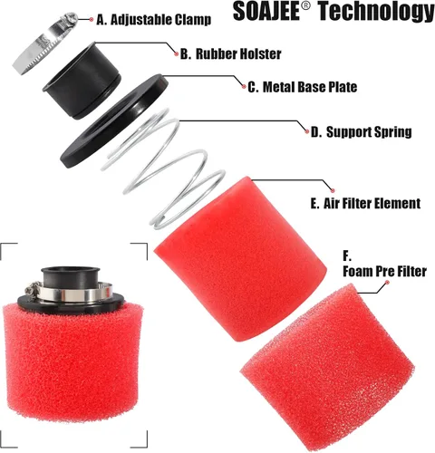 Miniatura 2 de 2 filtros de 1.1 pulgadas y 1.102 in para 50cc - 90cc 110cc 125cc 150cc GY6 Engine ATV Quad Scooter Go Kart Mini Moto Pocket Pit Dirt Super Bike