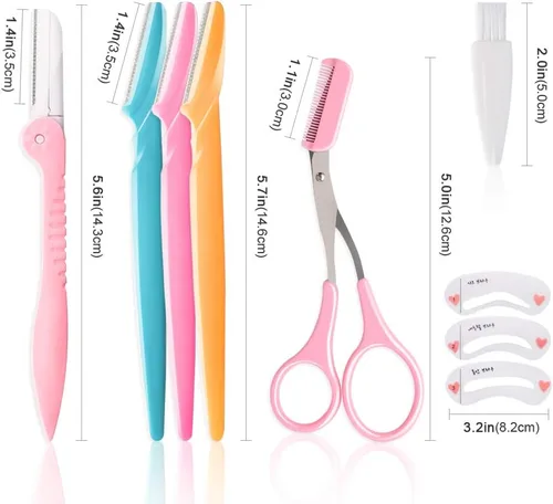 Miniatura 3 de 12 maquinillas de afeitar para cejas, maquinillas de afeitar faciales para mujeres, recortadoras exfoliantes, moldeador de cejas para mujeres, Rosa