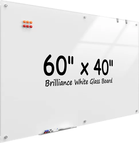 Miniatura 20 de MaxGear Pizarra blanca de vidrio montada en la pared, pizarra magnética de borrado en seco, vidrio templado, respaldo de acero, superficie lisa