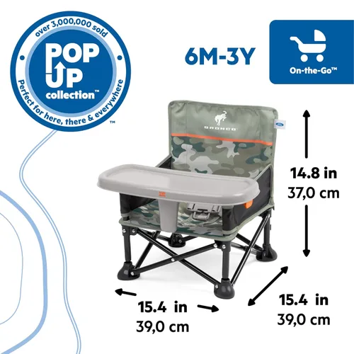 Miniatura 6 de Bright Starts Ford Bronco Pop 'N Sit - Silla elevadora portátil, asiento de suelo, uso en interiores y exteriores, plegable compacto, estampado