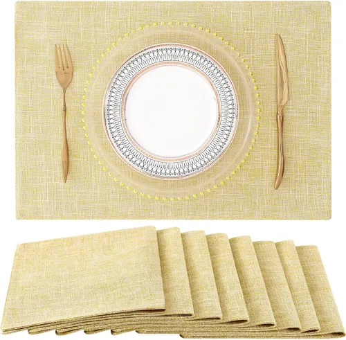 Miniatura 21 de homing - Juego de 4 manteles individuales de algodón y lino, manteles de tela lavables para mesa de comedor de estilo rústico para interiores y Negro