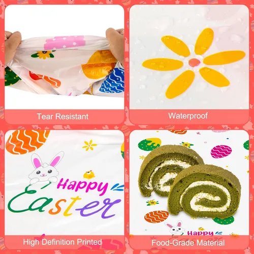 Miniatura 4 de Mantel de Pascua de 3 piezas, funda de mesa de conejo de Pascua, mantel rectangular de plástico desechable con huevos coloridos para primavera, día
