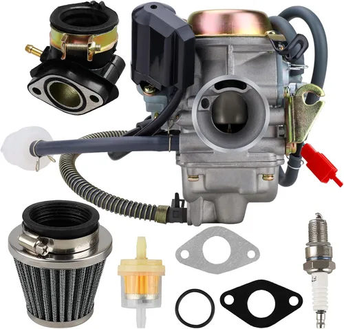 Miniatura 9 de Carburador Onsnail PD24J de 150cc para motores de 4 tiempos 125cc 150cc 152QMJ 157QMI de 24 mm para motocicleta, scooter, ATV, Go Kart con colector