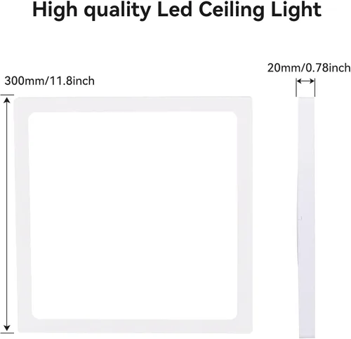 Miniatura 5 de 2Pack Lámpara de techo empotrada de 12 pulgadas 28W LED, lámpara de techo cuadrada de 3200LM 6000K blanca delgada de panel plano, lámpara de techo