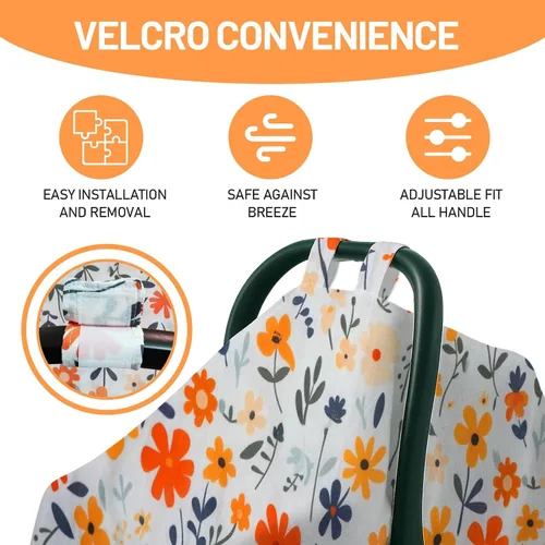 Miniatura 3 de 80S Funda de asiento de coche de muselina para bebés - Toldo suave y transpirable para portabebés, parasol ligero para el verano, ajuste universal