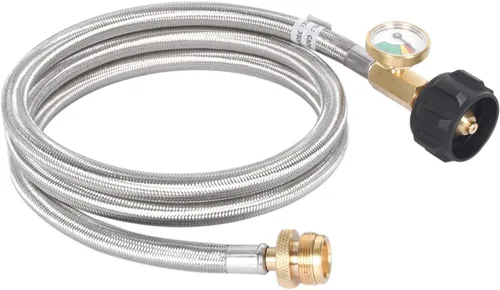 Miniatura 2 de GasSaf Manguera de propano de 5 pies, manguera adaptadora de propano con medidor para parrilla de la serie Weber Q, calentador, planchas Blackstone
