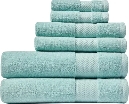Miniatura 16 de Lacoste Heritage - Juego de toallas de algodón Supima de 6 piezas, 2 toallas de baño, 2 toallas de mano, 2 toallas pequeñas, aloe – altamente