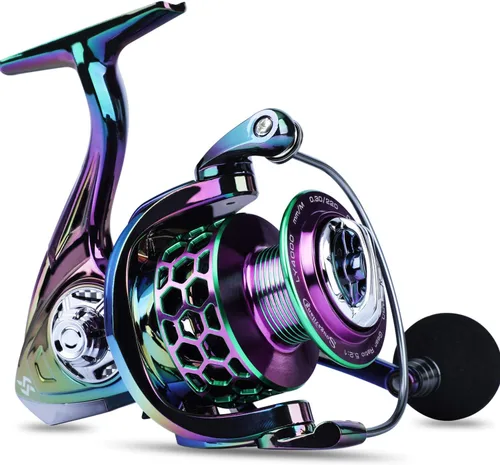 Miniatura 2 de Sougayilang - Carrete de pesca colorido 13 + 1 BB, ultraligero, ultra suave, potente, carretes giratorios, con marco de grafito y gestión de línea