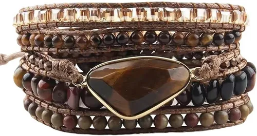 Miniatura 18 de ZOSOJONA - Pulseras bohemias hechas a mano de piedra natural, que dan vuelta, con cuentas de cristal de turquesa