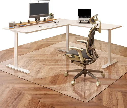 Alfombrilla para silla de oficina para suelo de madera dura: 63 x 51 pulgadas, alfombrillas extra grandes para madera dura y azulejos, alfombrilla