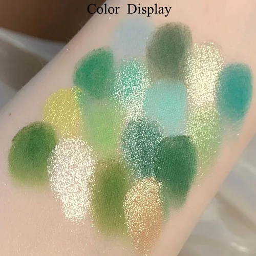 Miniatura 5 de 16 colores verde con brillo mate y sombra de ojos en polvo, maquillaje de disfraz de bruja Elphaba, sombra de ojos verde bosque amarillo colorida