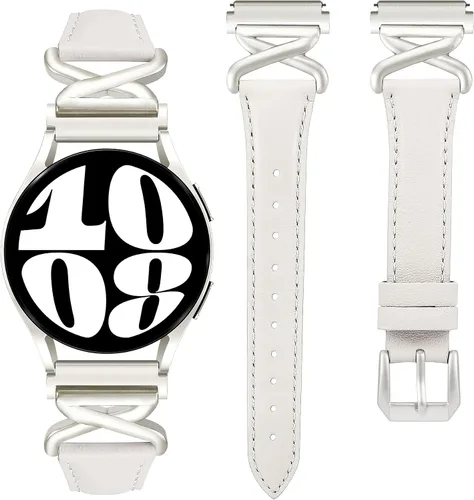Miniatura 16 de JR.DM Paquete de 2 correas delgadas de cuero para mujer compatibles con Samsung Galaxy Watch 7/6/5/4/Active 2/4 Classic/6 Classic/5 Pro/FE 1.575 in