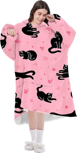 Sudadera con capucha Sherpa de gran tamaño con bolsillo gigante, regalos de cumpleaños de Navidad para adultos, mujeres y hombres