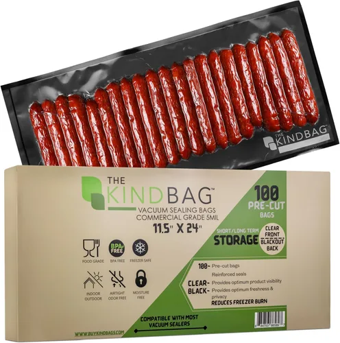 The Kind Bag Bolsas de sellado al vacío para alimentos; grado alimenticio, sin BPA y aptas para congelador; herméticas, sin olor y sin humedad;