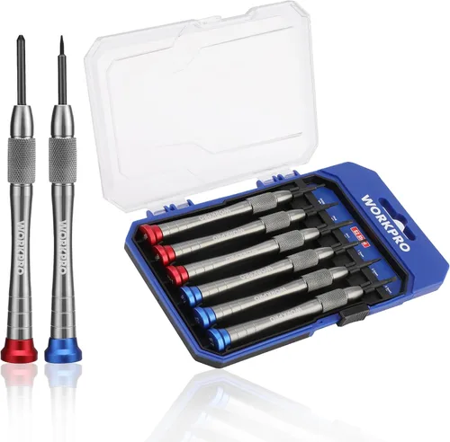 WORKPRO Juego de destornilladores magnéticos de 6 piezas, acero de aleación S2, 3 Phillips y 3 puntas ranuradas, kit de herramientas de reparación