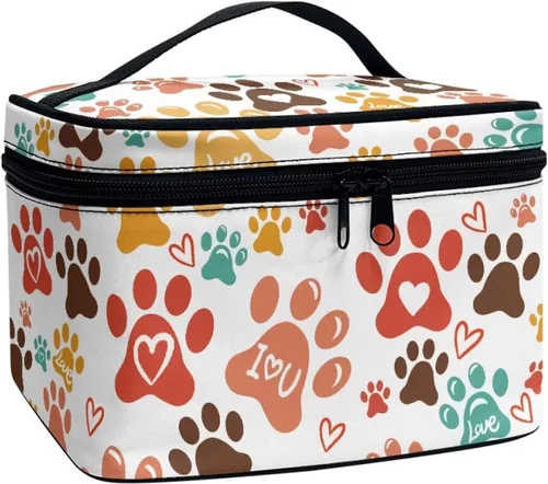 Miniatura 17 de doginthehole Bolsa de maquillaje, bolsa de cosméticos de viaje, bolsa de aseo portátil grande, organizador de accesorios para mujeres y niñas