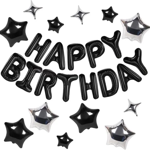 Miniatura 15 de Letras de aluminio de 16 pulgadas con texto en inglés «Happy Birthday» de color negro para hombres, mujeres, niños, suministros de decoración
