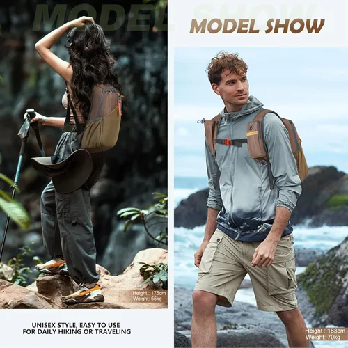 Miniatura 8 de BECOJADDE - Mochila de senderismo pequeña de 15 L para hombres y mujeres, plegable y ultraligera, para viajes, camping y actividades al aire libre