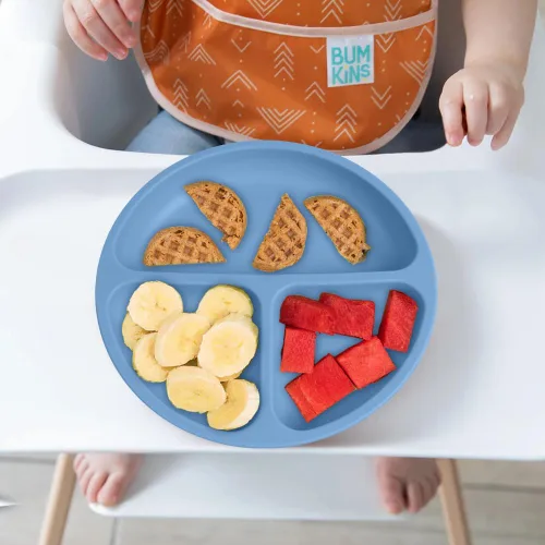 Miniatura 6 de Vicloon Platos de succión, 2 platos para bebés pequeños, 100% silicona de grado alimenticio sin BPA, diseño de placa dividida, agarre de silicona