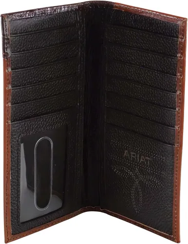 Miniatura 3 de Ariat Billetera Rodeo en relieve de roble para hombre, Beige Bronceado