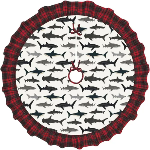 Miniatura 47 de A Brood of Chickens - Falda de árbol de Navidad de 30 pulgadas con borde de cuadros búfalo rojos y negros, decoración para Feliz Navidad, casa