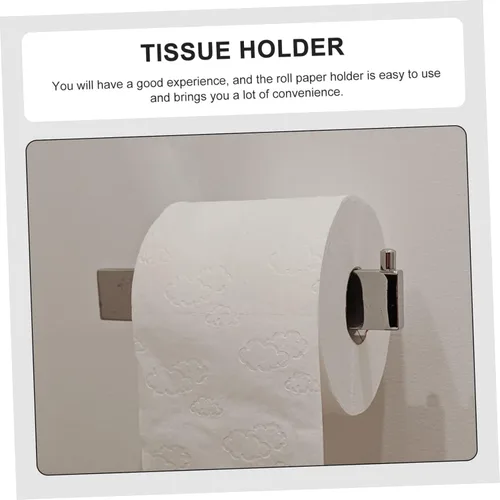 Miniatura 5 de Housoutil 1 soporte para rollo de papel higiénico mate funcional sobre el tanque, estante de papel para baño, sin perforaciones, elegante soporte