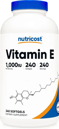 Nutricost Vitamina E 1,000 UI (450 mg) 240 cápsulas blandas - Sin OMG, sin gluten
