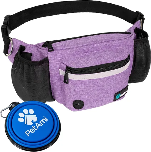 Miniatura 9 de Bolsa de cintura para perros PetAmi, bolsa de golosinas para paseos, entrenamiento, dosificador de bolsas para excrementos incorporado, soporte
