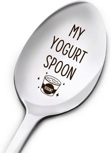 My Yogurt Spoon - Cuchara grabada de acero inoxidable para mujeres, hombres, mamá, papá, abuela, abuelo, hermana, amigos