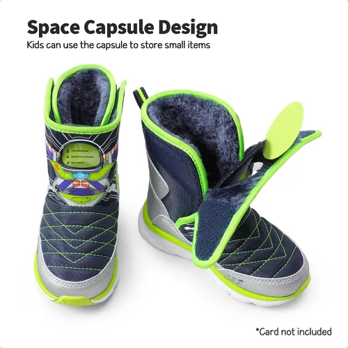 Miniatura 2 de DREAM PAIRS Botas de nieve para niños y niñas, con ranura de cápsula espacial, con velcro y forro de piel sintética, ligeras, a media pantorrilla