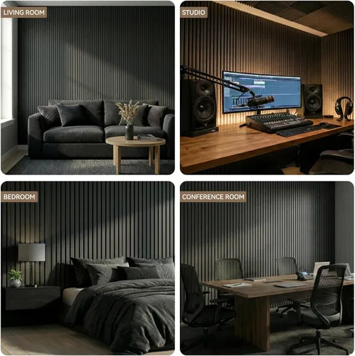 Miniatura 9 de Paquete de 10 paneles acústicos grandes de 48 x 24 x 0.38 pulgadas, paneles de pared autoadhesivos para amortiguar el sonido, paneles de pared Negro