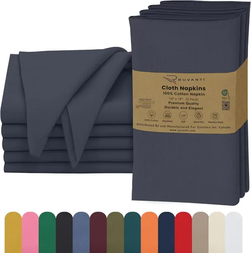 Miniatura 16 de Ruvanti - Servilletas de tela, paquete de 6, 45x45 centímetros, 100% algodón, lavables, suaves y absorbentes, perfectas para bodas, cenas de Belleza