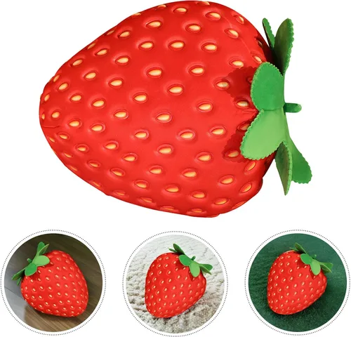 Miniatura 9 de Kisangel - Almohada rellena de fresas de 13.77 x 12.59 x 7.48 pulgadas, cojín de felpa suave para sofá, silla, dormitorio de niños, regalo decorativo
