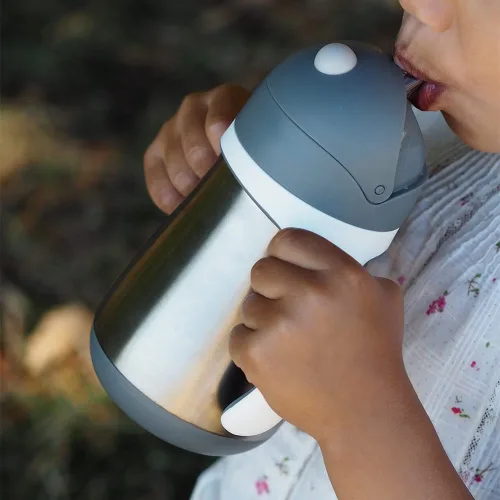 Miniatura 7 de BEABA - Vaso para sorber con popote de acero inoxidable, vasos aislados a prueba de derrames con asas extraíbles, fabricado con acero inoxidable