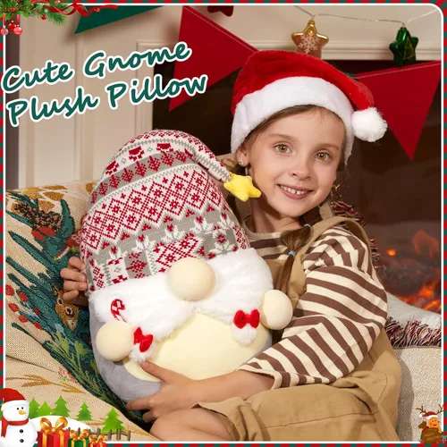 Miniatura 2 de WEWILL Almohada de felpa suave de gnomo de Navidad de 12 pulgadas, animal de peluche para niños pequeños, niños y niñas pequeños (gris)