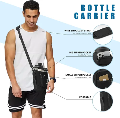 Miniatura 6 de Boulder Bee Botella de agua aislada Jarra de agua de medio galón con asa Acero inoxidable de 64 onzas con bolsa de transporte Doble vacío
