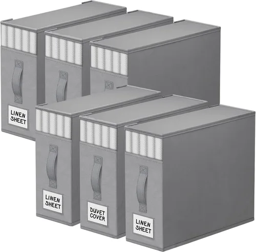 Miniatura 9 de StorageTastic Paquete de 4 Organizadores de Armario para Sábanas y Almacenamiento, Contenedores de Almacenamiento Plegables Resistentes con Ventana