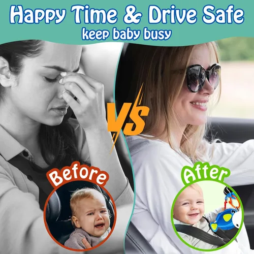 Miniatura 2 de Juguetes de Animales Marinos para Asiento de Coche de Bebé - Juguetes de Asiento de Coche Infantil de Doble Cara para Patear y Jugar con Juguetes